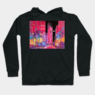 Neon Chicago At Night Hoodie